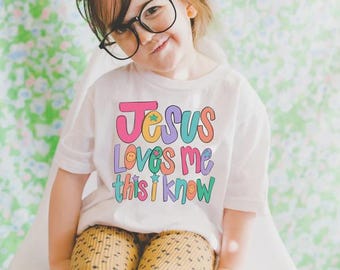 Jesus Loves Me Girly DTF Transfer, Trendy Faith, Ready to Press, Bible, Christian, Saved, Heaven, Heat Transfer