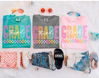 Third Grade Neon Lines Back to School DTF Transfer, Back to School, Heat Transfer, Ready to Press, DTF Transfer, Hello Third Grade, School
