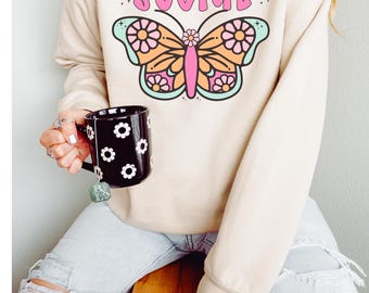 Social Butterfly PNG, Retro Shirt Design (Digital Download)