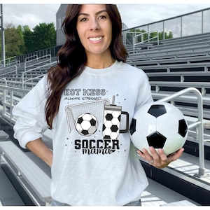 Hot Mess Soccer Mama zwarte tekst DTF-overdracht, klaar om te drukken, voetbal, voetbalmoeder, voetbalkind, jeugdsport, peuter, rec voetbal