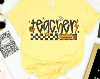 Retro Teacher DTF Transfer, Occupation, Career, Ready to Press, Heat Transfer, Teacher, Dental, Teach, Inspire