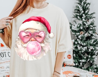 Bubble Gum Santa Christmas DTF Transfer, Trendy DTF, Ready to Press, Fast Shipping