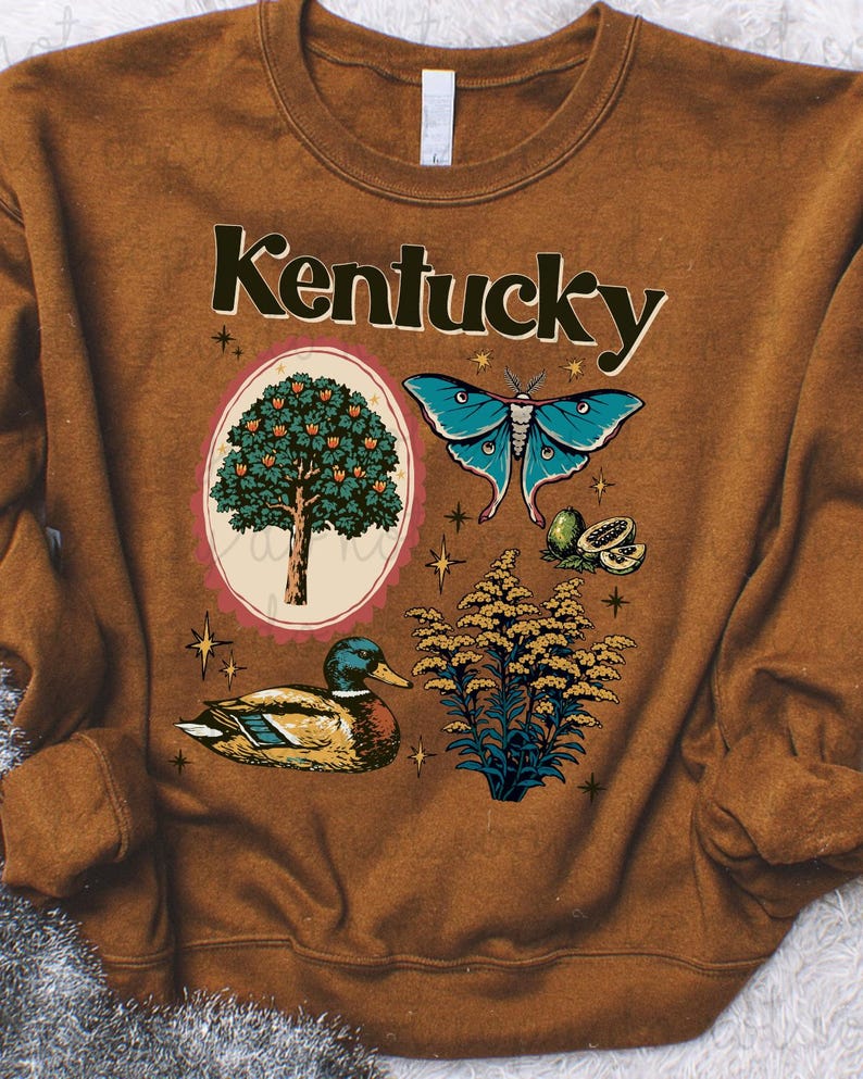 Transferencia DTF de símbolos de Kentucky, Estado de moda, Símbolos estatales, Listo para imprimir, Estado vintage, Transferencia de calor, DTF imagen 1