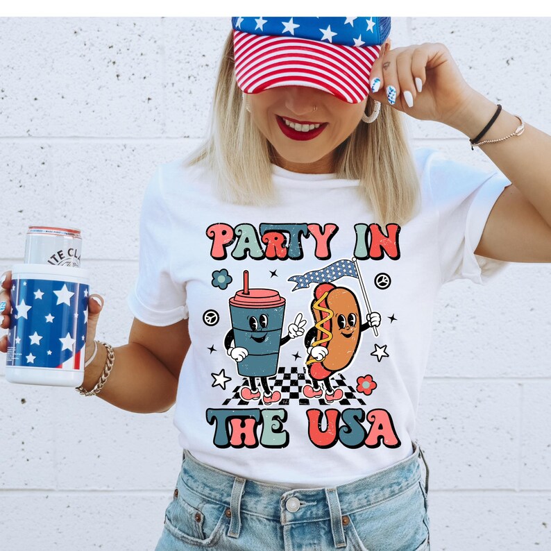 Party in the USA 4th of July DTF Transfer, Trendy, 4th of July, Patriotic, America, Stars, Stripes, Ready to Press, Merica, New image 1