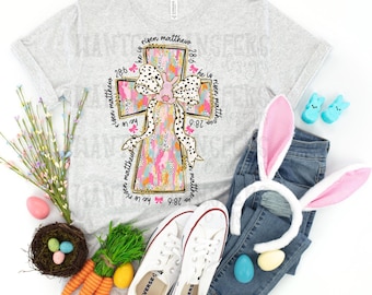 He is Risen Brushstroke Cross Easter DTF Transfer, Trendy Easter, Popular, Brushtroke, Faith, Happy, Easter, DTF, Ready to Press
