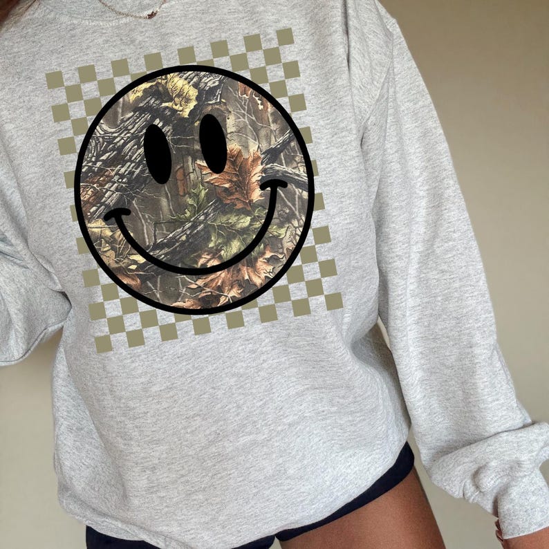 Camo Smile DTF Transfer, Trendy Camo, Darlin, Western, Ready to Press, DTF, Heat Transfer image 1