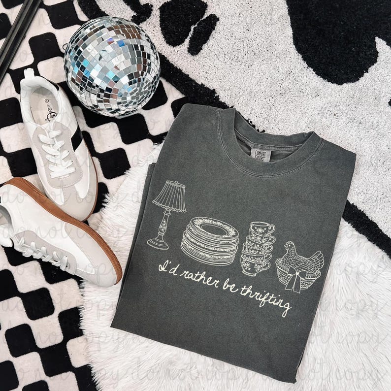 Rather Be Thrifting (White) DTF Transfer, Thrifty, DTF, Ready to Press, Heat Transfer, Thrift Store image 1