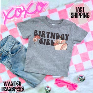 Cake Retro Birthday Girl, Girls Birthday Shirt, Tee, Onesie, Birthday Girl, All Ages, Toddler, Youth, Kids Bday, Minimalist image 4