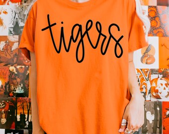 Tigers School Spirit Puff Siebdruck Bügelbild, trendiger Puff-Druck, Übertragung, Heat Transfer, neu, minimalistisch