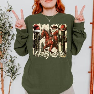 Howdy Santa DTF Transfer, Trendy Christmas Transfer, DTF, Heat Transfer, Ready to Press, Santa, Merry image 1