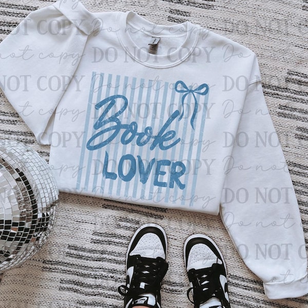 Book Lover (Blue) DTF Transfer, Trendy Bookish, Book Lover, Ready to Press, Striped, Heat Transfer, DTF, Romance, Smut