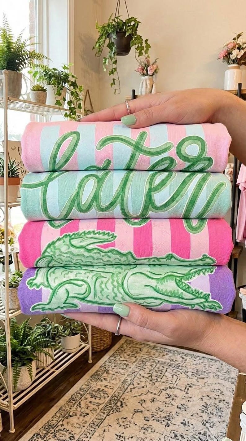 Later Alligator Trendy Summer, Trendy Alligator, Trendy Crocodile, Summer, Cute, Ready to Press image 2