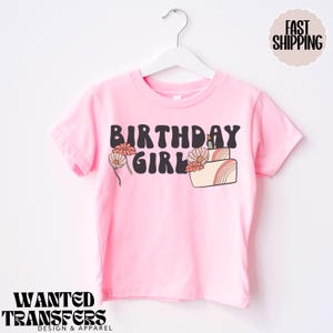 Cake Retro Birthday Girl, Girls Birthday Shirt, Tee, Onesie, Birthday Girl, All Ages, Toddler, Youth, Kids Bday, Minimalist image 2