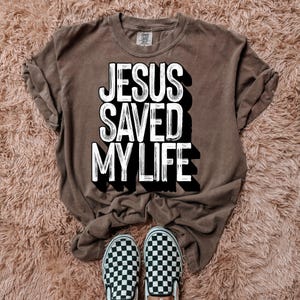 Jesus Saved my Life zwart lettertype DTF-overdrachtJezus, geloof, God, warmteoverdracht, klaar om te drukken, geloof DTF, christelijk