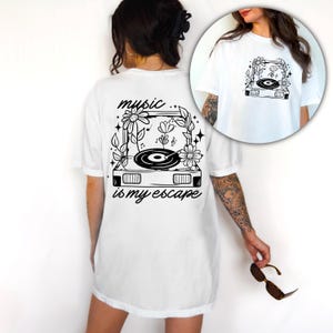 Music Is My Escape Black DTF Transfer, Trendy Music, Country Music, DTF, Ready to Press, Heat Transfer image 1