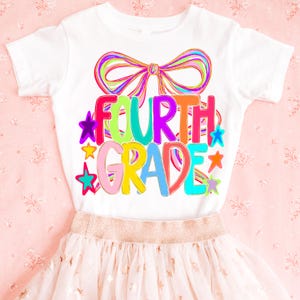 Coquette Doodle Fourth Grade DTF Transfer, Trendy Back to School, Doodle Coquette, Grade School, PreK, Kindergarten, Ready to Press