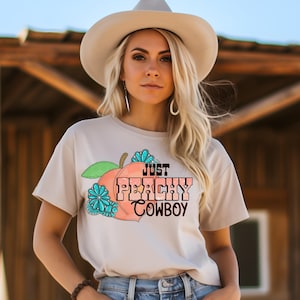 Just Peachy Cowboy DTF Transfer, Trendy Western, Transfer, DTF, Howdy, Yeehaw, Yall, Heat Transfer, Ready to Press image 1