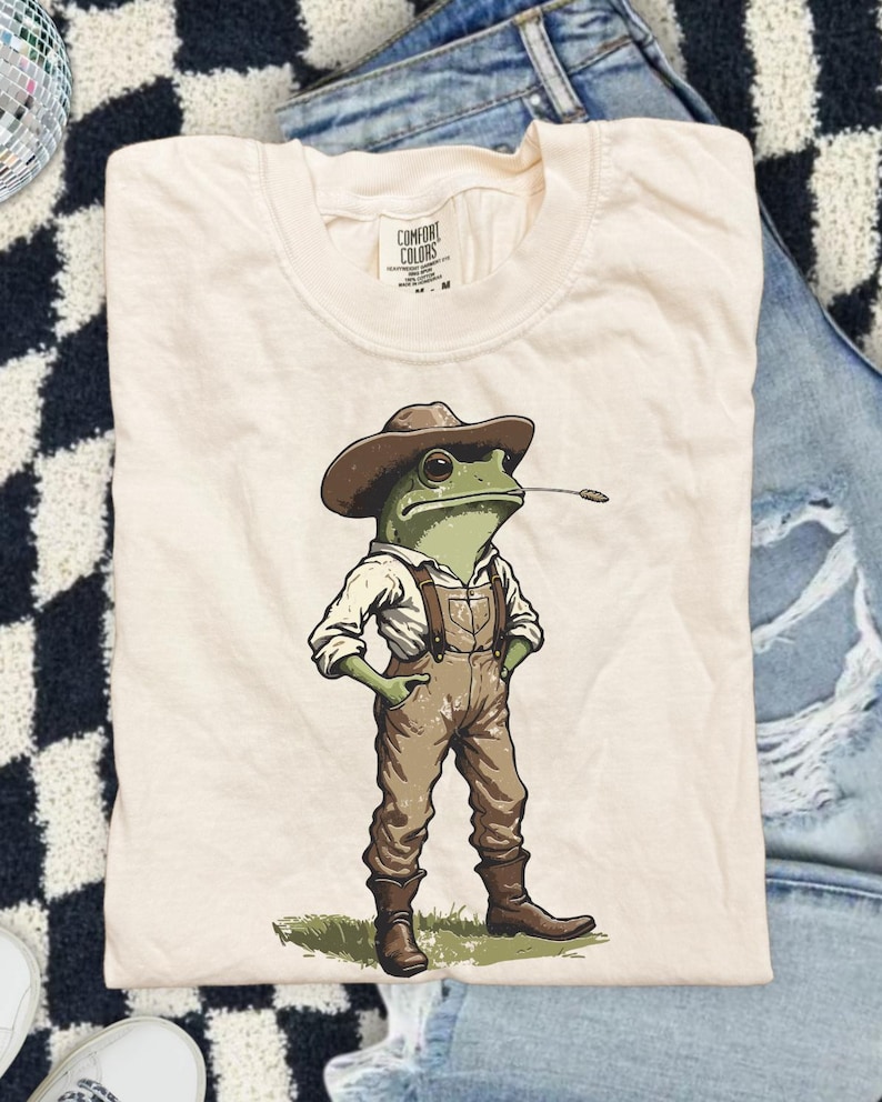 Cowboy Frog DTF Transfer, Western, Ready to Press, Heat Transfer, Cowboy, Trendy Western image 1