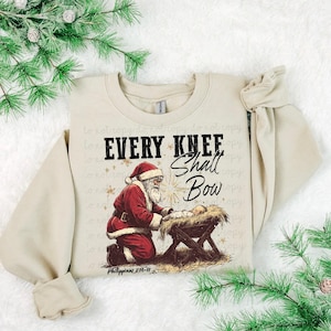 Every Knee Shall Bow DTF Transfer, Trendy Christmas, Faith, Jesus, Merry, Ready to Press, DTF, Heat Transfer image 1