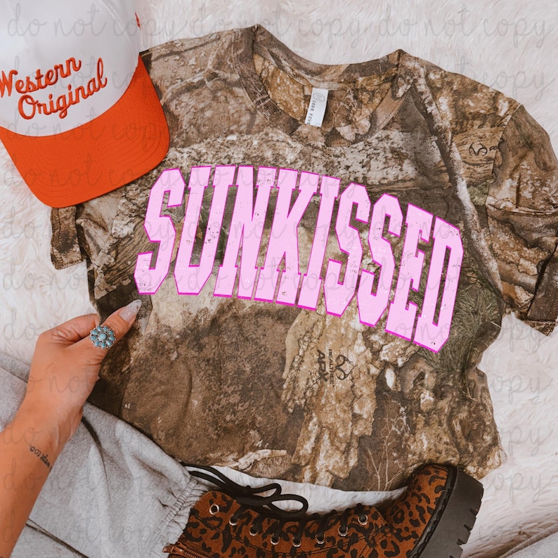 Transferencia DTF Sunkissed (Rosa), Verano de moda, Vacaciones, Listo para imprimir, Transferencia de calor, Playa, Piña, Surf imagen 1