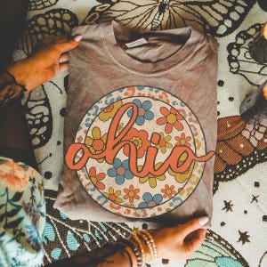 Transferência Ohio Boho Leopard State DTF, Ohio Moderno, Ohio, Viagem, Patriótico, 4 de Julho, Floral, Primavera imagem 1