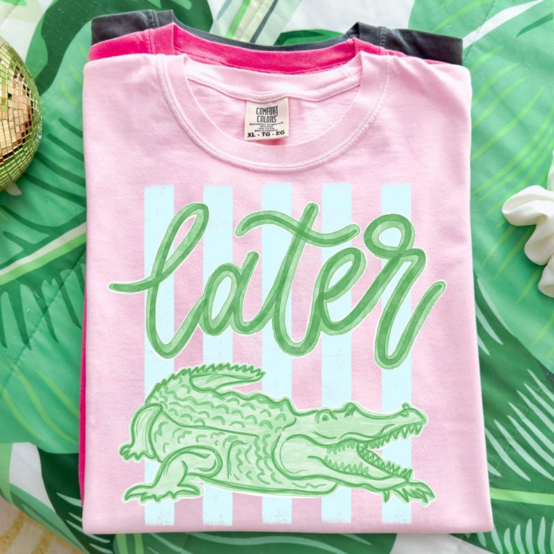 Later Alligator Trendy Summer, Trendy Alligator, Trendy Crocodile, Summer, Cute, Ready to Press image 1