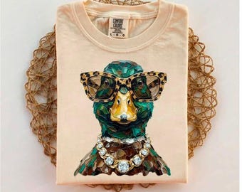 Preppy Mallard DTF Transfer, Modne zwierzę, Glam, Preppy zwierzęta, Na zewnątrz, Sport, Maskotka, Gotowy do druku, Transfer termiczny, Pies
