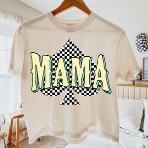 Checkered Spade Mama DTF Transfer,Mama,Motherhood,Retro,Blessed,Retro,Edgy,Floral,Heat Transfer,Ready to Press