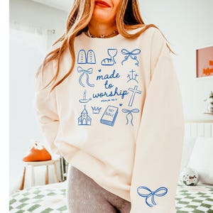 Made To Worship (Blue) DTF Transfer, Trendy Faith, Jesus, Pray, Religious, Christian, DTF, Heat Transfer