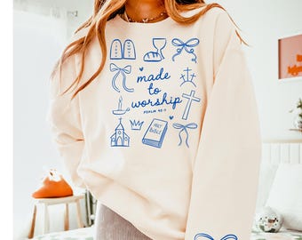 Made To Worship (Blue) DTF Transfer, Trendy Faith, Jesus, Pray, Religious, Christian, DTF, Heat Transfer