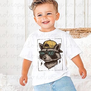 Feral Kid Raccoon DTF Transfer, Trendy DTF, Heat Transfer, Ready to Press, Heat Transfer image 1