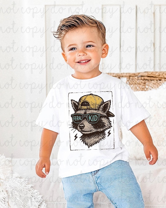 Feral Kid Raccoon DTF Transfer, Trendy DTF, Heat Transfer, Ready to Press, Heat Transfer