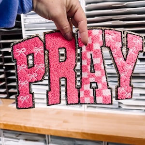 Pray Coquette Chenille Patch, Trendy Faith, Sequin, Heat Patch, Chenille Patch, Ready to Press
