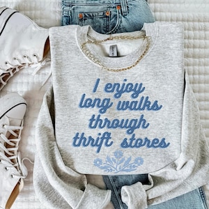 I Enjoy Long Walks Through Thrift Stores (Blue) DTF Transfer image 1
