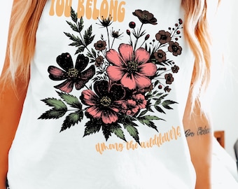 Wildflower PNG, Retro Floral Shirt Design (Digital Download)
