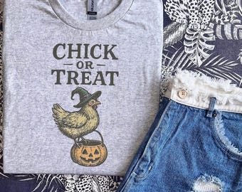 Chick Or Treat DTF Transfer, Trendy Halloween, Fall, Ready to Press, Heat Transfer, Vintage Halloween, Trick or Treat