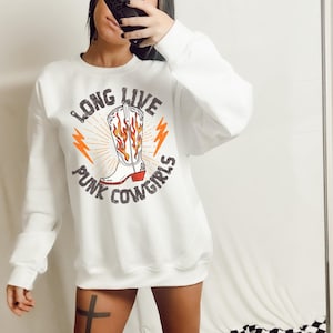 Long Live Punk Cowgirls Western DTF Transfer, Western, Cowgirl, Cowboy, DTF, bereit zum Pressen, Wärmetransfer, Cowgirl Stiefel, Trendy