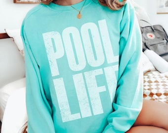 Pool Life Distressed, White DTF Transfer, Trendy Pool DTF, Summer, Summertime, Pool Hair, Pool Babe, Pool Life, Ready to Press, Transfer