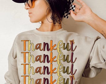 Thanksgiving PNG, Trendy Food PNG, Thankful PNG, Digital Design, Shirt Design, Multicolored Thanksgiving, Sublimation, Retro,  Glitter