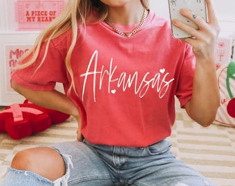 Transferencia de corazones de San Valentín de Arkansas, San Valentín de moda, Estados, Corazones, Garabato, Listo para imprimir, DTF, San Valentín