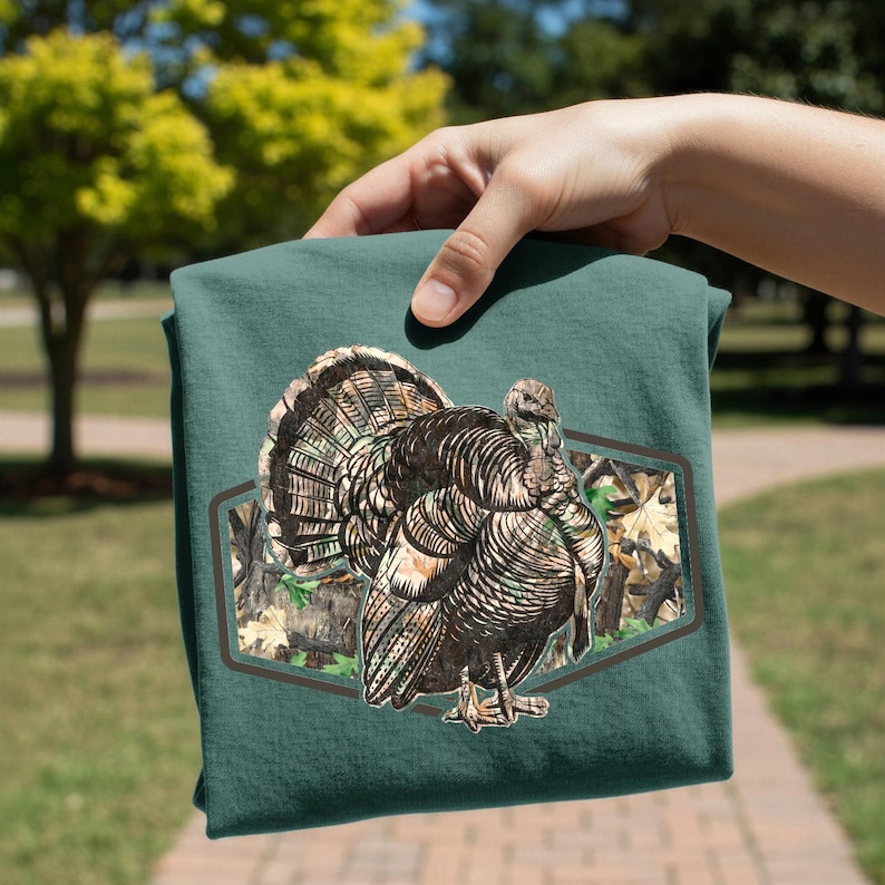 Camo Turkey Frame DTF Transfer, Trendy Camo, Duck Camo, Fishing, Hunting, Ready to Press, DTF image 1