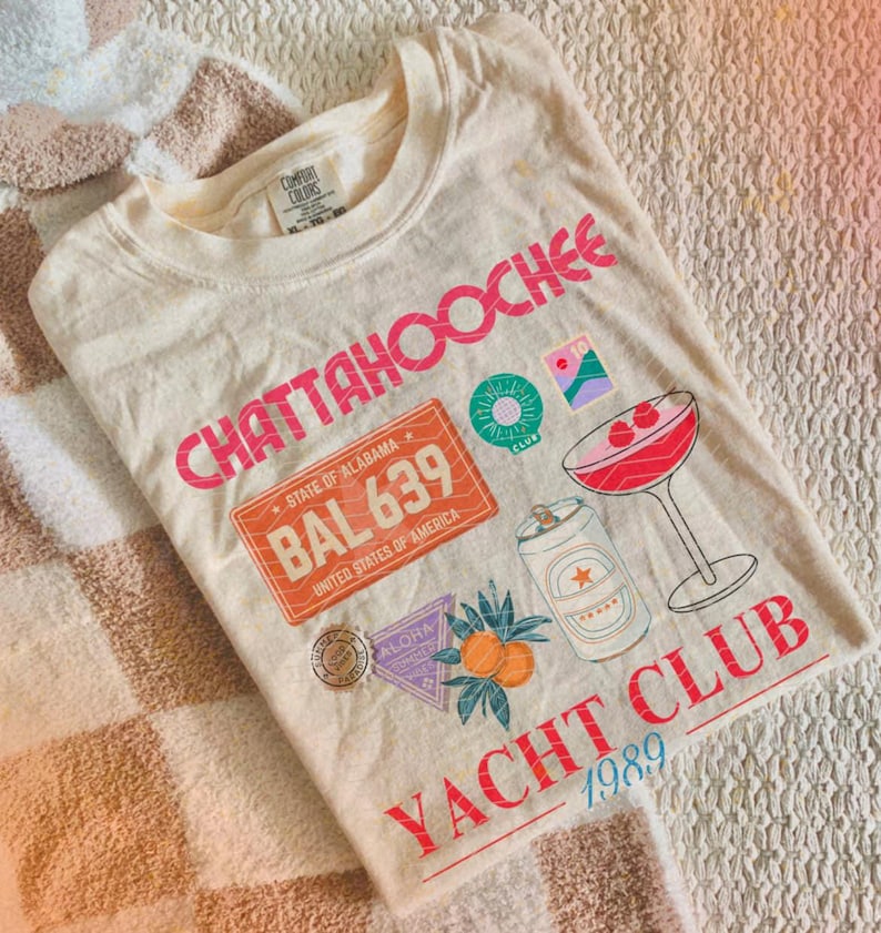 Chattahoochee Yacht Club Summer Western DTF Transfer, Western, Howdy, Ready to Press, Cowgirl, Trendy Western, Transfer, DTF image 1
