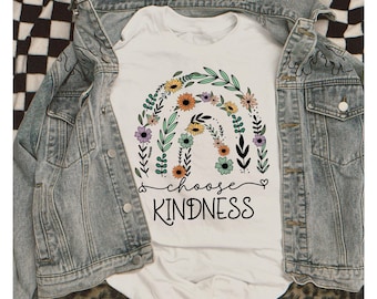 Floral Choose Kindness DTF Transfer, Be Kind, Blessed, Retro, Floral, Trendy DTF, Popular, Heat Transfer, Ready to Press