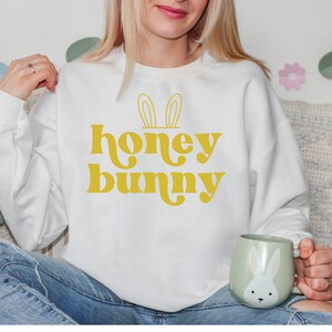 Honey Bunny Yellow Easter DTF-overdracht, konijn, Pasen, klaar om te drukken, warmteoverdracht, kinderen, schattig