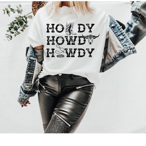 Howdy Black Repeat DTF Transfer, Western DTF, Trendy, Yeehaw, Wild West, Retro, Boho, Cowgirl, Heat Transfer