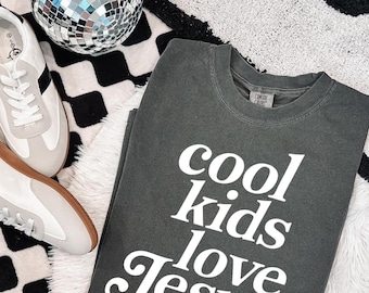 Transferencia DTF de "Los niños geniales aman a Jesús", Fe de moda, Cielo, Hecho para más, Listo para imprimir, DTF