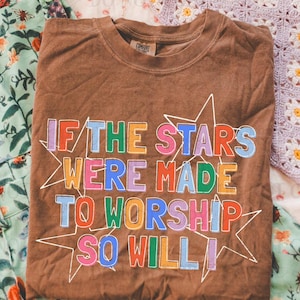 So Will I White Stars DTF Transfer, Trendy Faith, Seersucker, Doodle, Ready to Press, Heat Transfer, Bible Verse, Jesus, Coffee image 1