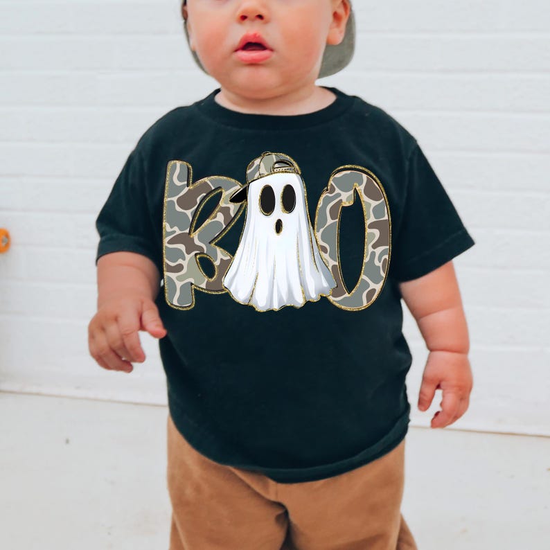 Camo Boo Toddler/Youth Film Screen Print Transfer, Plastisol Transfer, Ready to Press, Full Color Screenprint image 1