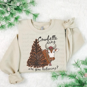 Koebellenring DTF-overdracht, trendy kerstmis, geloof, Jezus, vrolijk, klaar om te drukken, DTF, warmteoverdracht afbeelding 1
