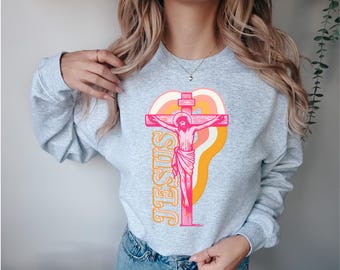 Jesus Cross DTF Transfer, Trendy Christian Heat Transfer, Ready to Press